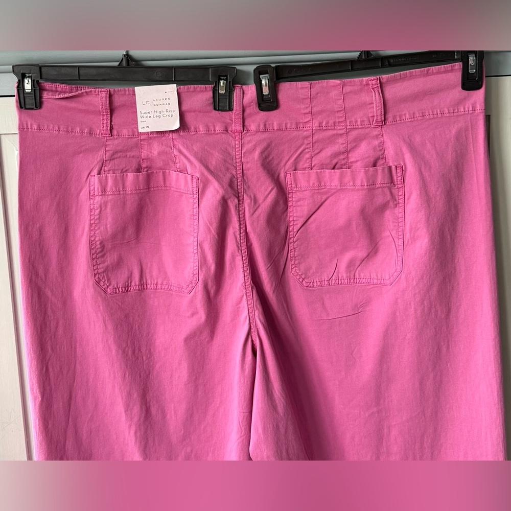 Plus Size Lauren Conrad Super High Rise Wide Leg Pink Crop Pants Size 26W NWT - Picture 4 of 7